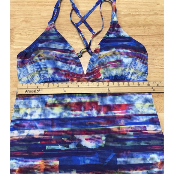 Athleta Redondo Cross Strap Tankini Women's Medium Padded Quickdri Swim Workout - Picture 7 of 8